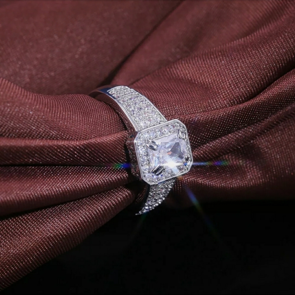 Gorgeous Women 925 Silver Wedding Rings Princess 8
